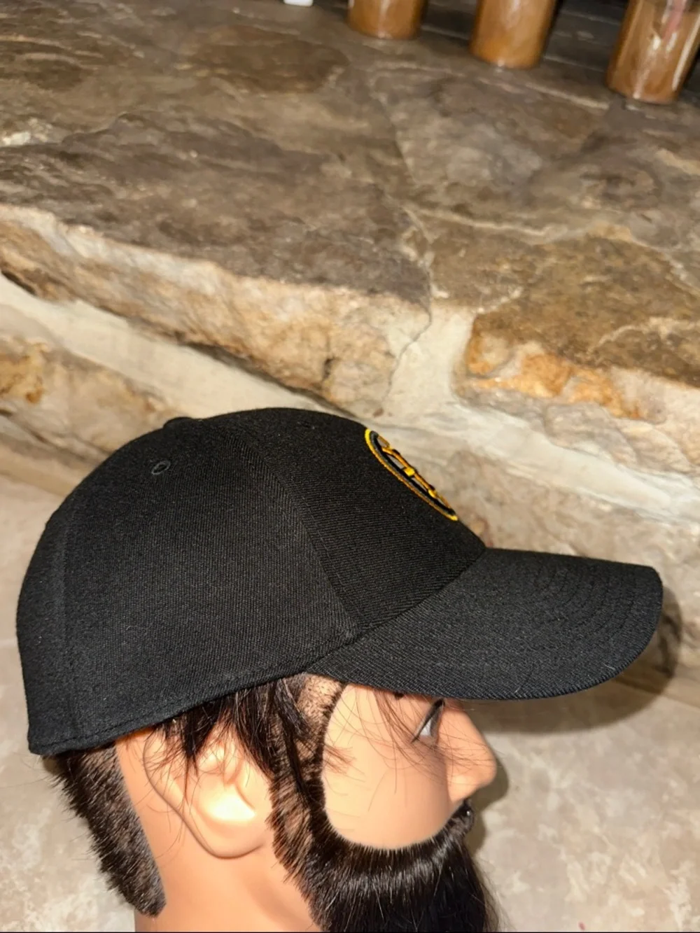 47 Brand Boston Bruins Black Hat with White Logo